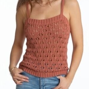 525 America Women's Open-Knit Sweater in Rust